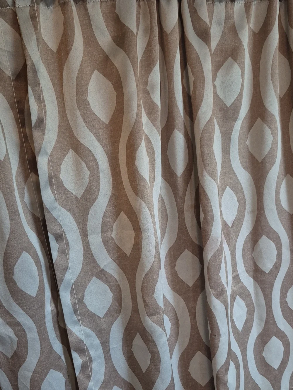 Two Mainstays Taupe and Cream Wave Print Curtain Panels 30x84 (60x84)